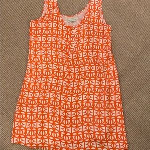 Annie griffin designer silk dress orange and white